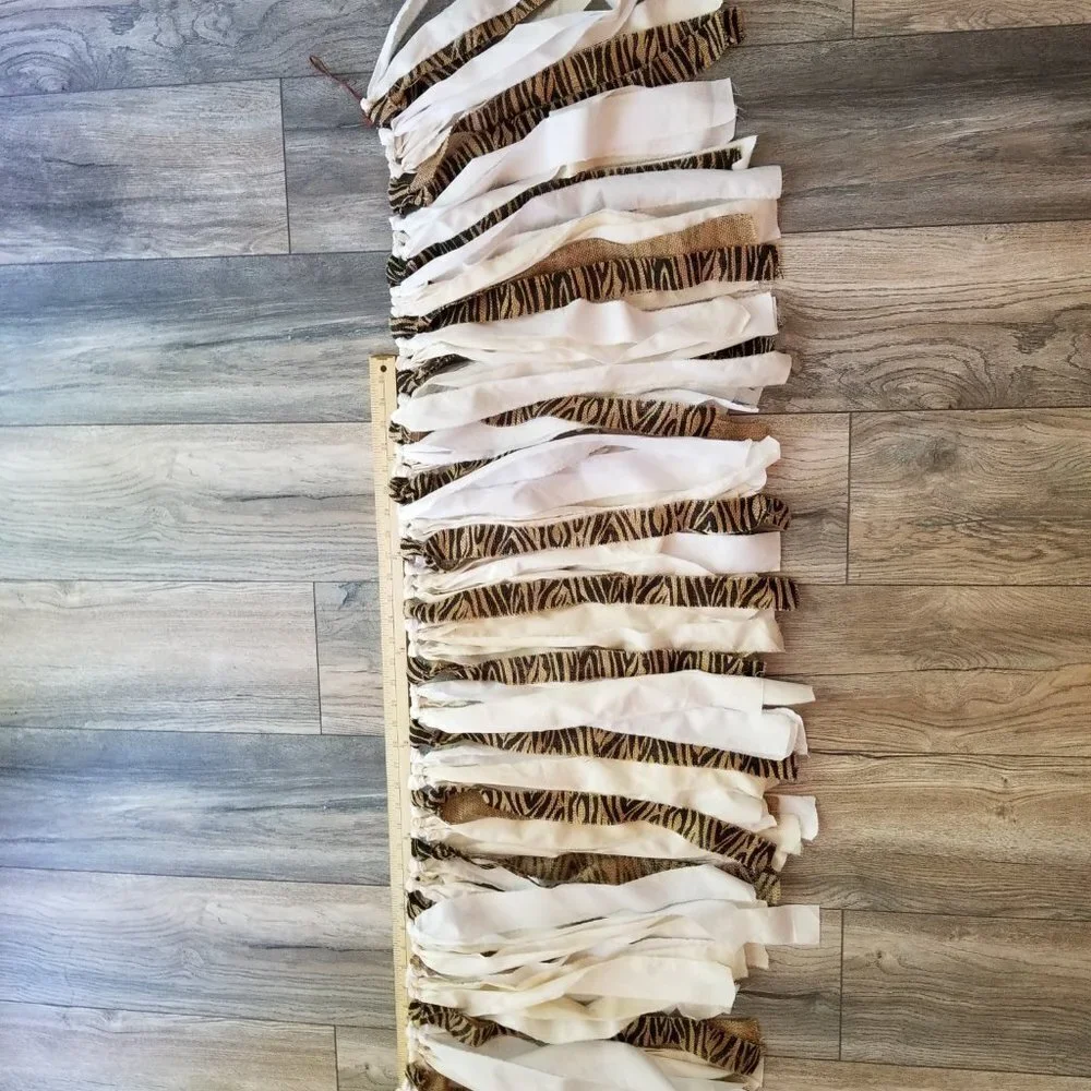 Linen Fabric Banner Wall Hanging | Zebra Burlap | 5'